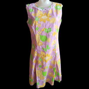 Vintage Women's Dress 12 1960s NPC Fashions Sleeveless Floral Shift Dress Granny